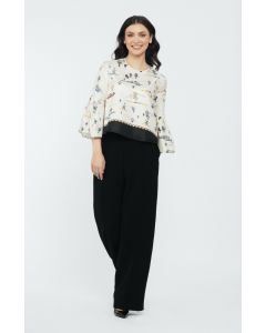 PRINTED SILK BLOUSE WITH PUFFY SLEEVES